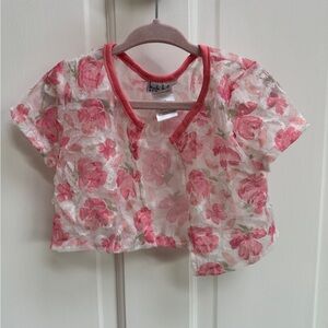 NWOT Nicole Miller 24M Girls Sheer White & Pink Thin Formal Jacket